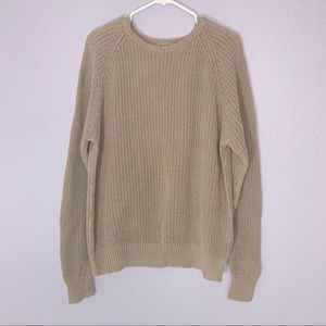 Men’s Store Ramie Cotton Knit Sweater Beige Tan Neutral Long Sleeve